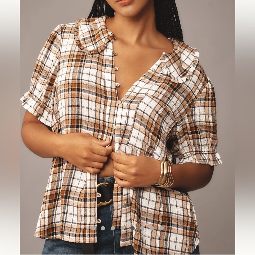 Keira Collared Button-Front Blouse by
Pilcro: Plaid Edition